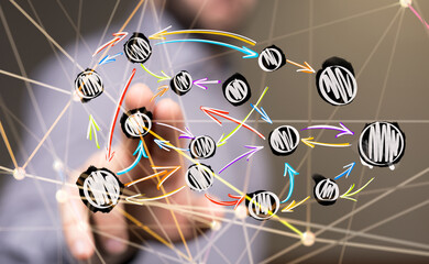 Abstract technology group and data 3d