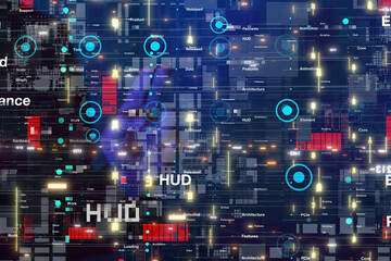 Fototapeta premium Neural network 3D illustration. Big data and cybersecurity
