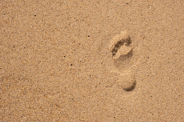 A beach with a footprint in the sand
