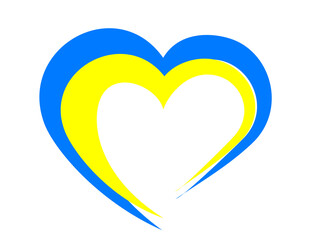 Abstract yellow-blue heart in the colors of the Ukrainian flag. No war, Save Ukraine. Anti-war vector pattern.
