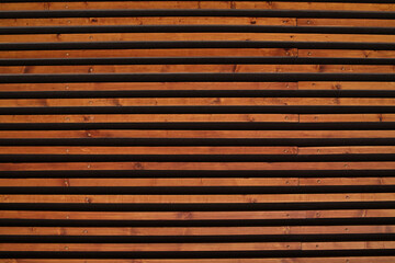 Wooden slat wall panel close up