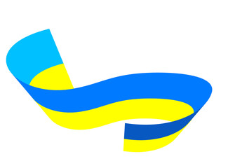 Curved yellow and blue ribbon. Ukrainian flag. No war, Save Ukraine. Vector
 illustration.