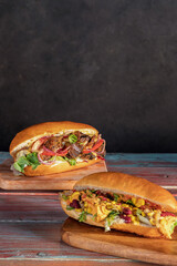 Sandwiches on a table