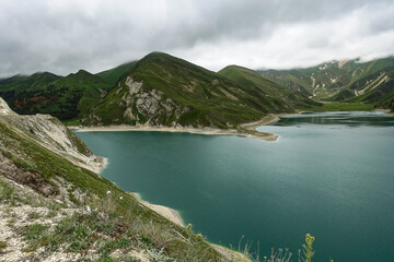 Naklejka na ściany i meble Kezenoy-am Lake in the Caucasus Mountains in Chechnya, Russia June 2021.
