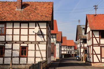 Typische Häuserzeile im hessischen Heldra (Stadt Wanfried)
