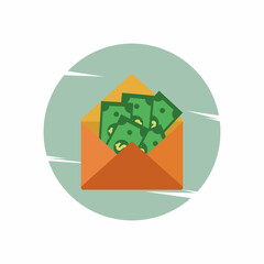 Envelope and money vector illustration