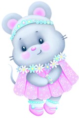 A cute little mouse princess in flowers
