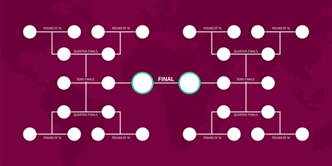 Football Qatar 2022 playoff match schedule. Soccer results table world cup. Vector illustration.