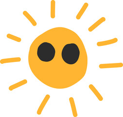 Yellow sun illustration , decorative seasonal vector object