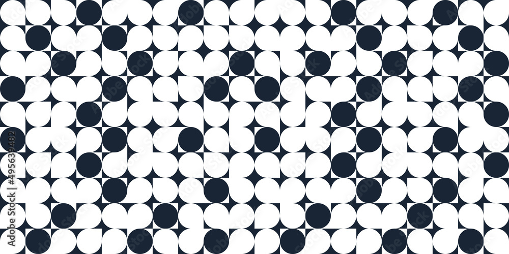 Poster abstract vector geometric seamless pattern, black and white simple geometric elements repeat tiles, 