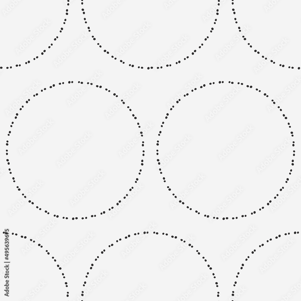 Poster Dotted circles on a white background. Vector of dotted circles. Seamless simple pattern of circles.