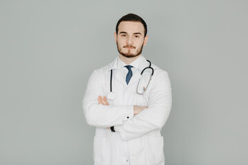 smiling doctor with laptop