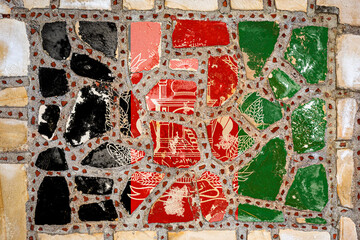 National flag of  Afghanistan on stone  wall background. Flag  banner on  stone texture background.