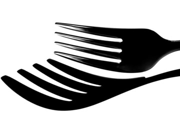 Two Forks in a Black and White