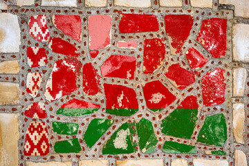 National flag of Belarus on stone  wall background. Flag  banner on  stone texture background.