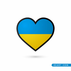 Heart flat icon with colors of Ukrainian flag. Love symbol in Ukrainian colors isolated on white background. Vector illustration