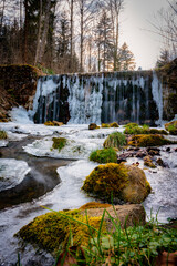 Wasserfall, Eis, Bach, Fluss, eingefroren, vereist, Kaskade, Winter, Herbst
