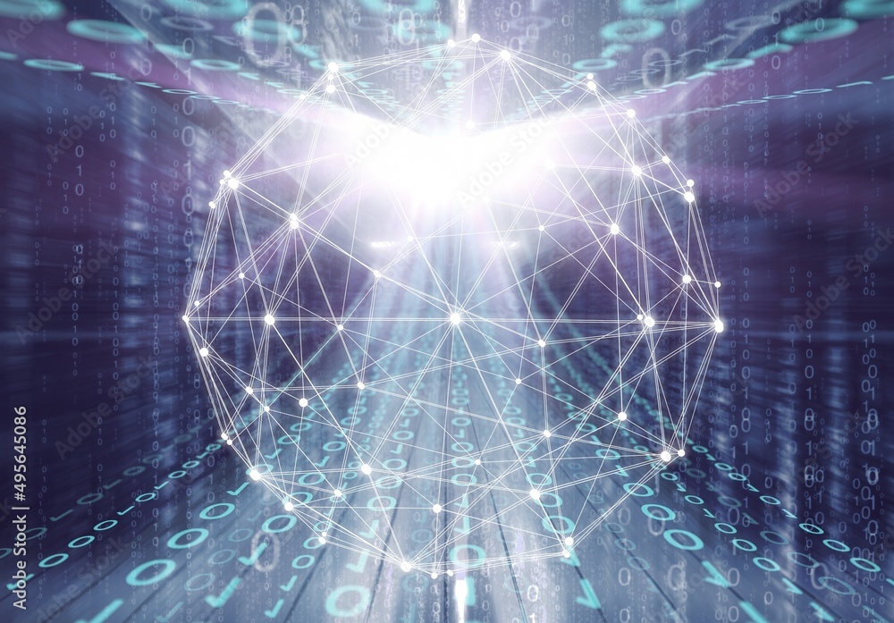 Poster futuristic global network concept. concept of smart digital transformation and technology.