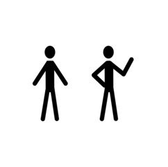 pictogram, silhouette of a human figure in various poses, isolated on a white background