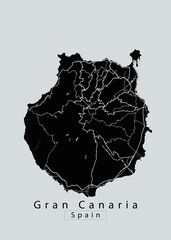 Gran Canaria Spain Island Map - obrazy, fototapety, plakaty