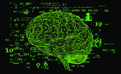 Low-poly 3D illustration of a human brain. Concept of the artificial intelligence.