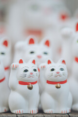 大量に並ぶまねきねこの置き物