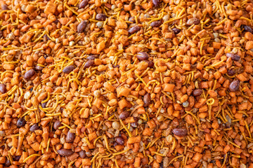 Close up shot of spicy delicious street fast food