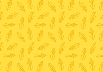 Corn icon. Corn doodle pattern wallpaper. Corn on yellow background.