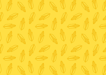 Corn icon. Corn doodle pattern wallpaper. Corn on yellow background.
