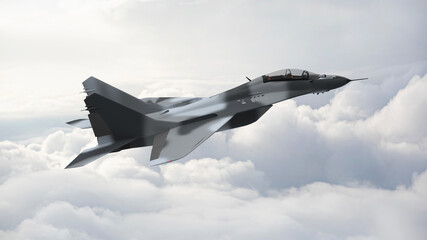 Fototapeta na wymiar 3d render fighter in sky cloud, war in ukraine, russia war