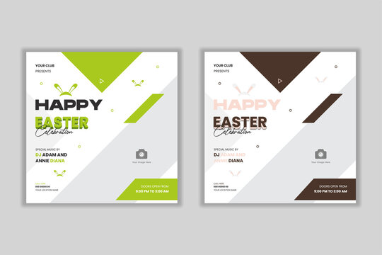Easter Party social media post banner template