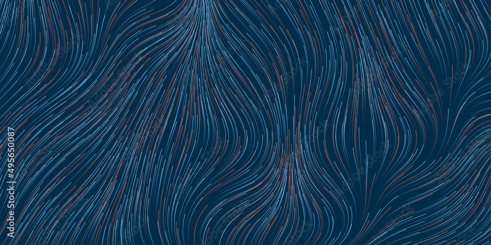 Poster blue and red moving,flowing,glowing stream of particles in curving,wavy lines - digitally generated 