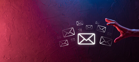 Email marketing and newsletter concept.Contact us by newsletter email and protect your personal...