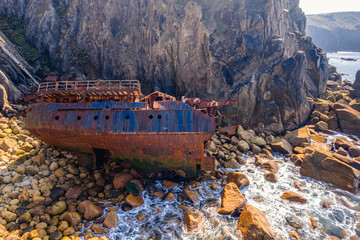 Shipwreck of MV RMS Mulheim, Land's End, Cornwall, England
