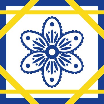 Mediterranean ornament in blue and yellow colors