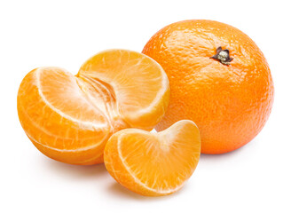 Ripe tangerines, isolated on white background