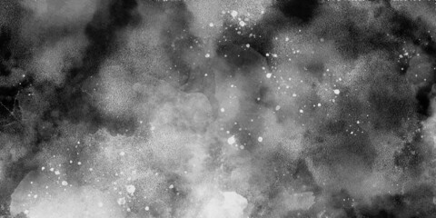 Abstract watercolor digital gray and grunge art painting for texture and Vintage space and nebula. snowing sky with light clouds in black and white and  brush stroke grunge texture background.