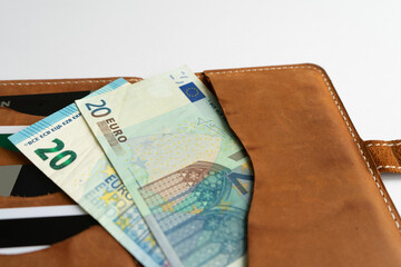 money and credit cards in wallet