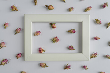 floral background. background of small flowers on a white background. frame pattern on flowers.