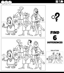 differences game with cartoon businessmen coloring book page