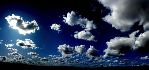 Panorama of white low clouds