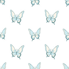 Simple pastel butterfly vector pattern background.