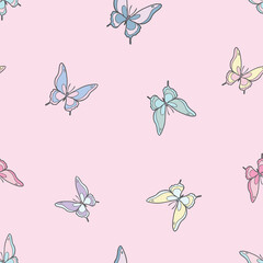 Colorful butterfly vector pattern background.