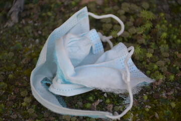 Used medical masks are thrown away carelessly