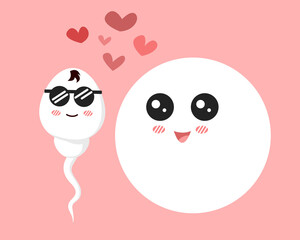 Fototapeta premium sperm and egg cartoon character. vector illustration