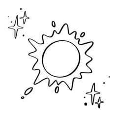 Hand drawn sun. Vector illustration EPS10