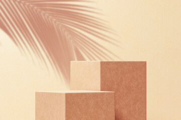 Summer sand stone presentation podium platform showcase product 3d background beauty display stand of empty cosmetic pedestal natural scene or minimal nature rock advertising show on marble backdrops. © Lemonsoup14