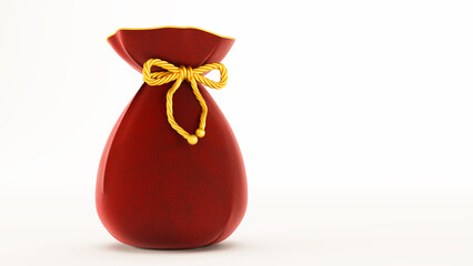3D render of red money bag isolated on white background