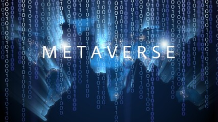 Metaverse words on space background. Planet image furnished by NASA
