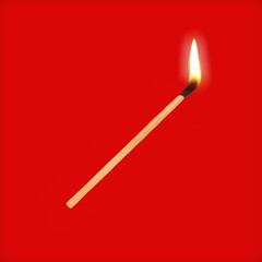 Wooden Burning Match Stick 3d Rendering